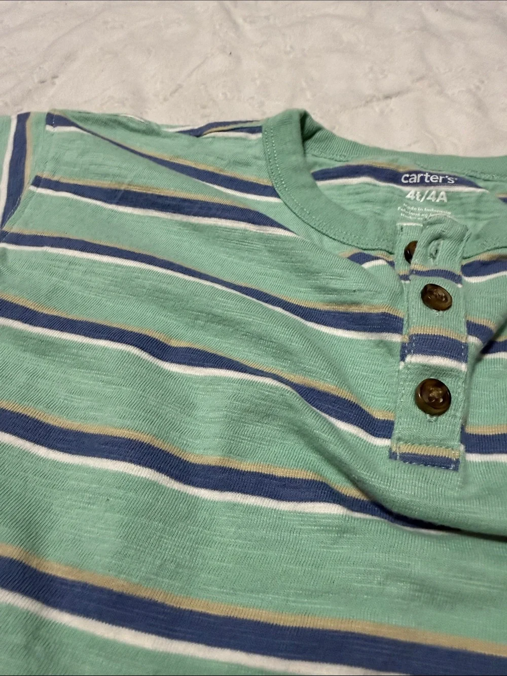 Carter's Blue & Mint Green Striped Short Sleeve Tee Set 4T